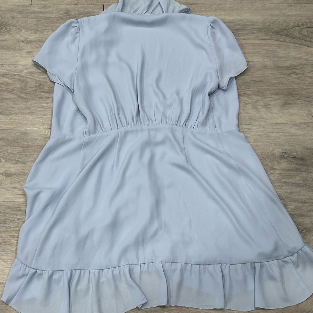 Sunday Best Light Blue Asymmetrical Ruffle Wrap Dress - Picture 3 of 4